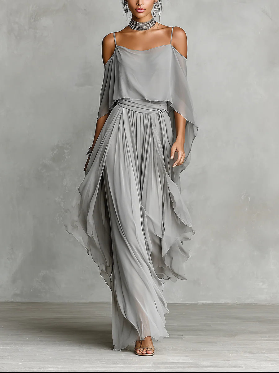 MARCO & BIANCA MILANO | COMPLETO IN CHIFFON GRIGIO DONNA