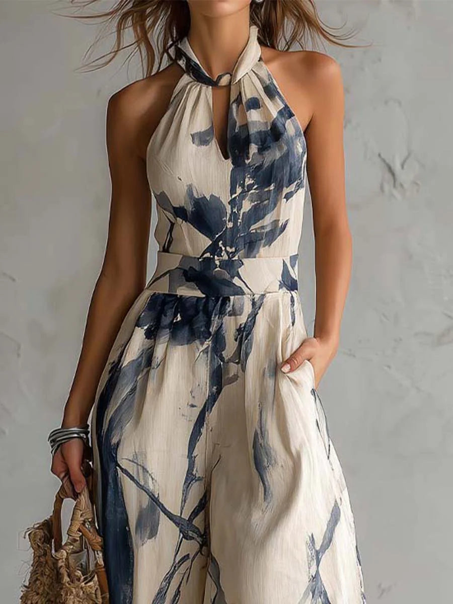MARCO & BIANCA MILANO | TUTA A SCOLLO HALTER STAMPA INCHIOSTRO DONNA