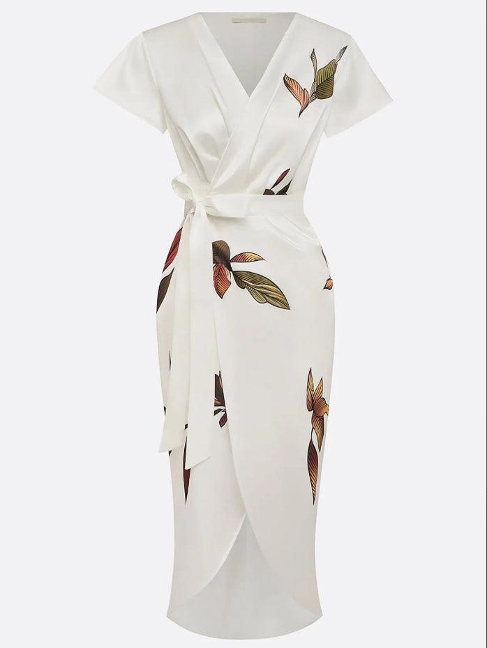Aura | Abito in Raso Botanico