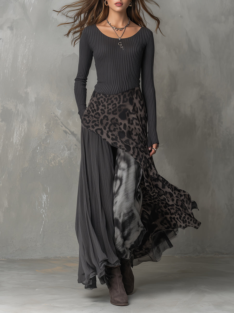 Bárbara | Abito maxi bohémien con stampa animalier