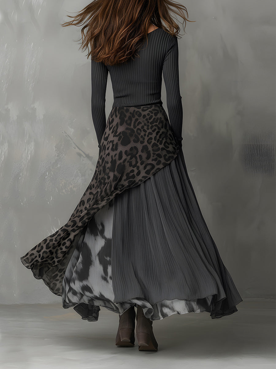 Bárbara | Abito maxi bohémien con stampa animalier