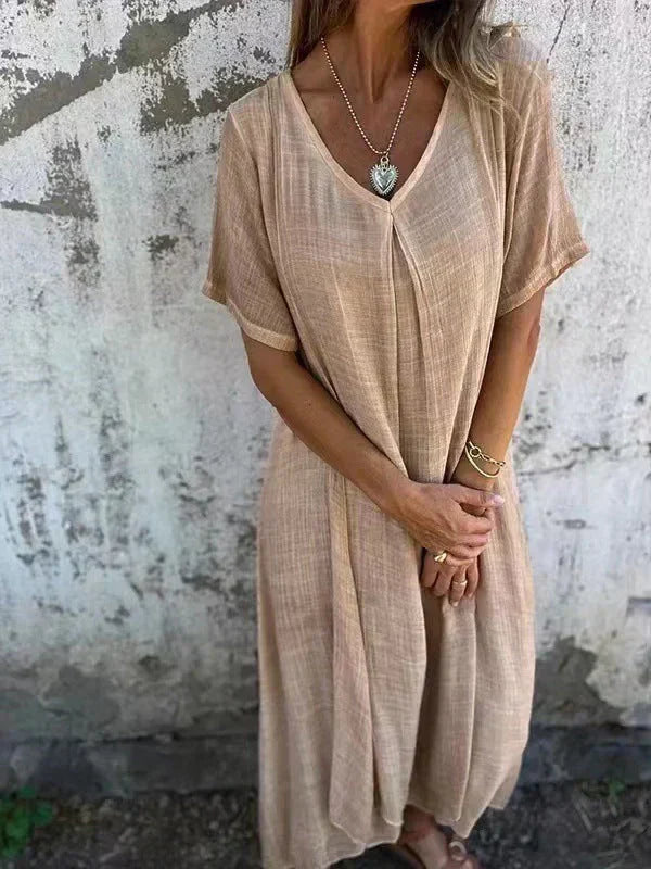 Marisol | Abito maxi ampio con scollo a V e caduta fluida