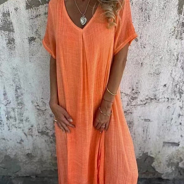 Marisol | Abito maxi ampio con scollo a V e caduta fluida