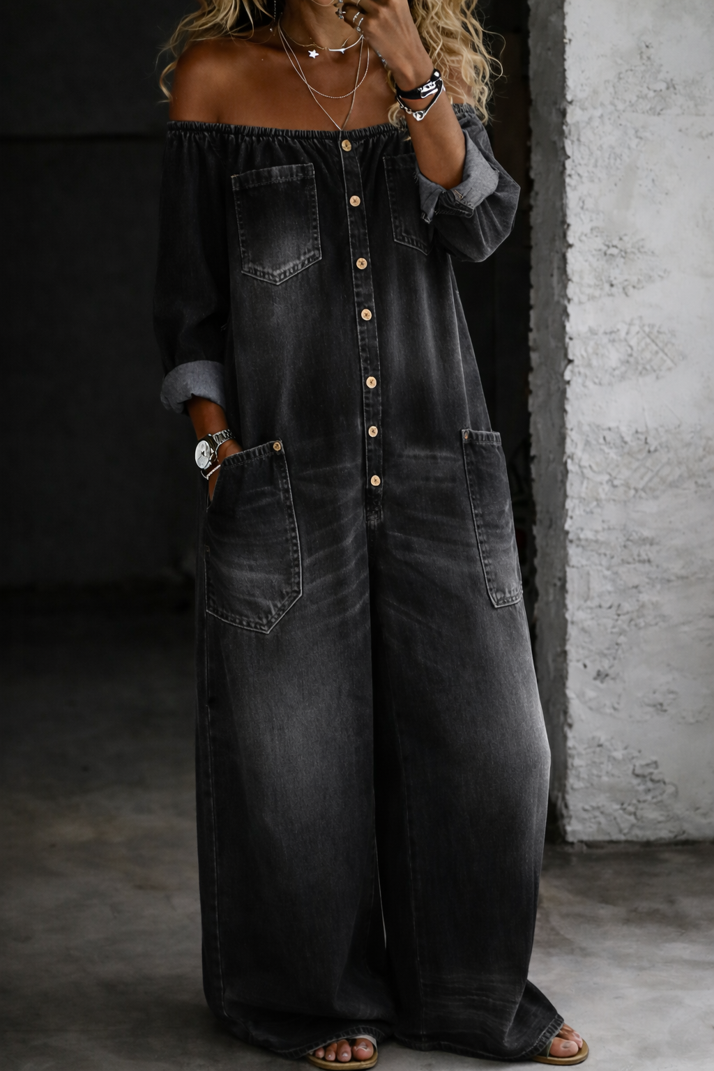 MARCO & BIANCA MILANO | ELENA TUTA IN DENIM CON SPALLE SCOPERTE DONNA
