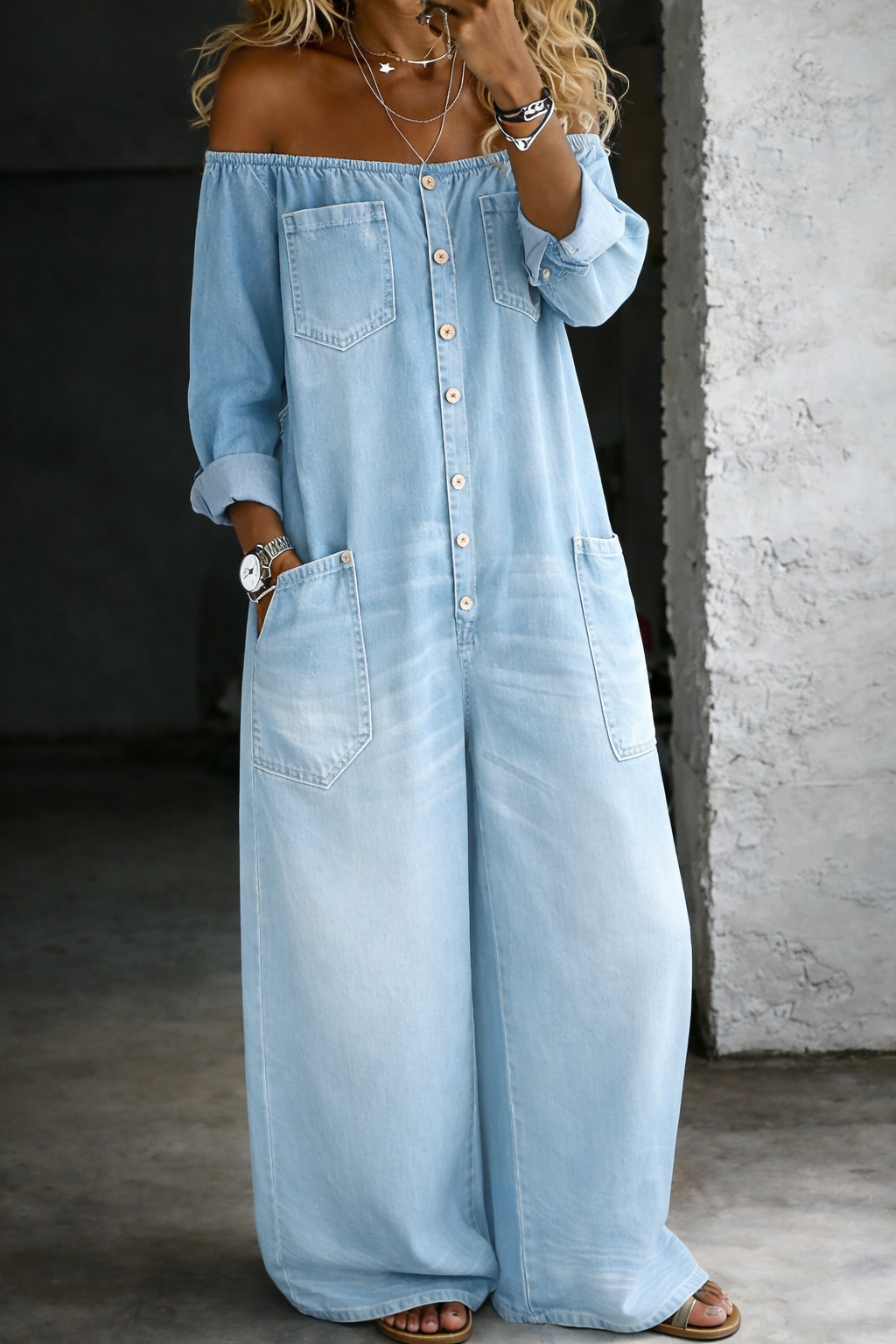 MARCO & BIANCA MILANO | ELENA TUTA IN DENIM CON SPALLE SCOPERTE DONNA