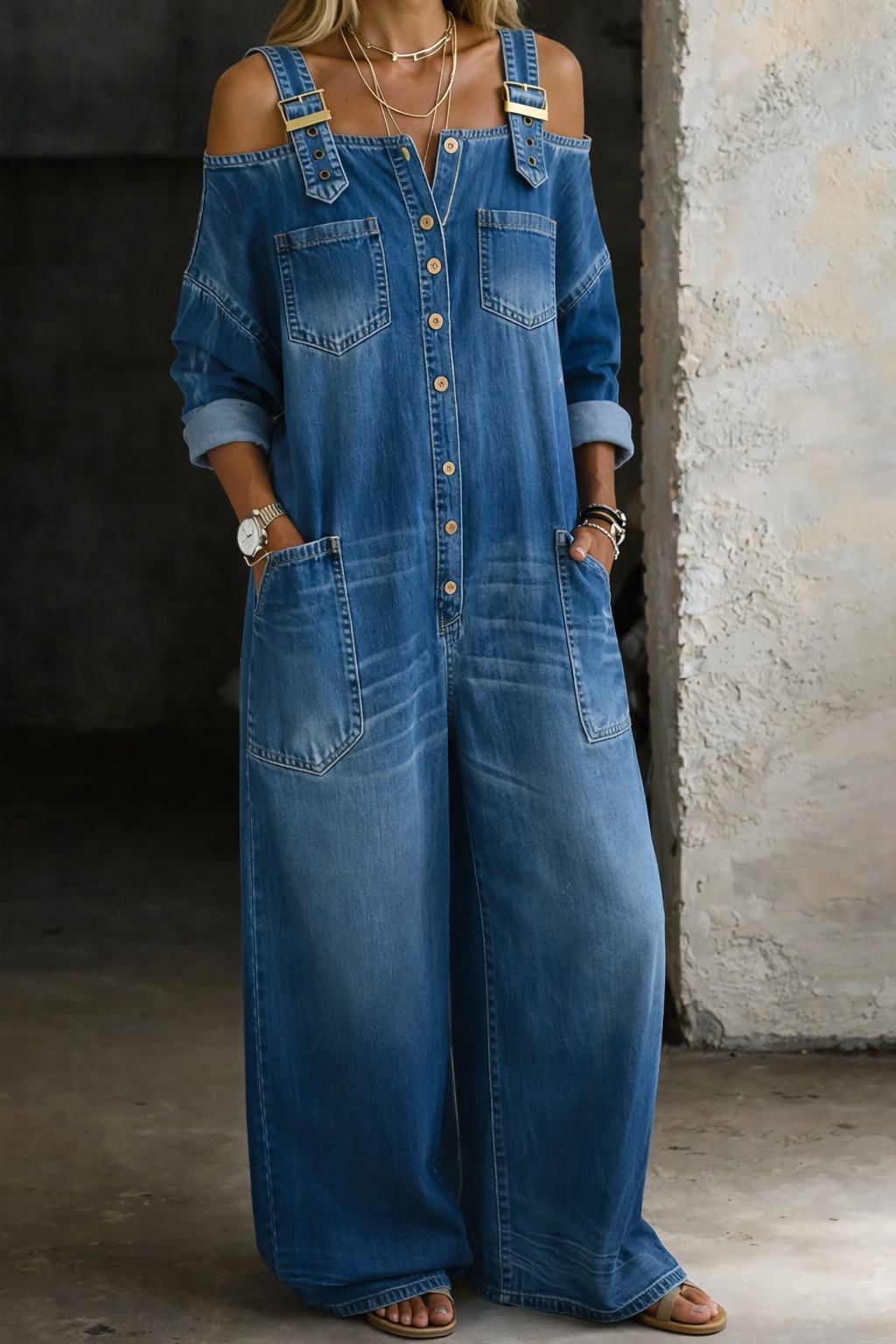 MARCO & BIANCA MILANO | SOPHIA TUTA IN DENIM CON SPALLE SCOPERTE DONNA