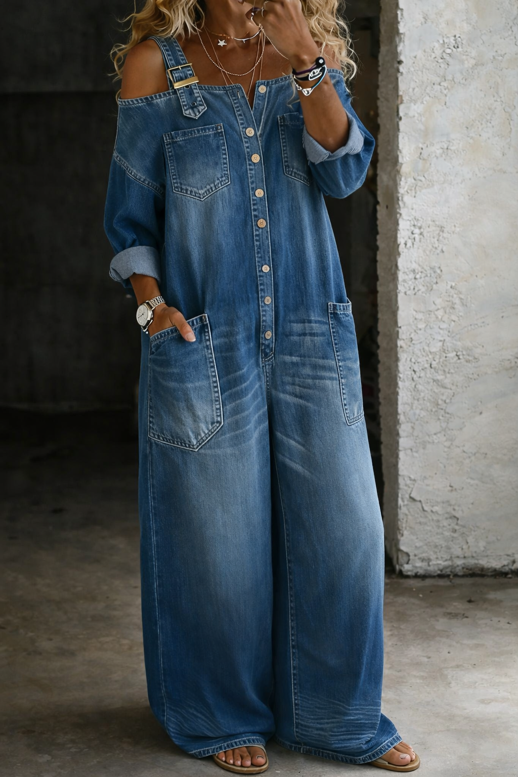 MARCO & BIANCA MILANO | STEFANIA CAMICIA IN DENIM CON SPALLE SCOPERTE DONNA
