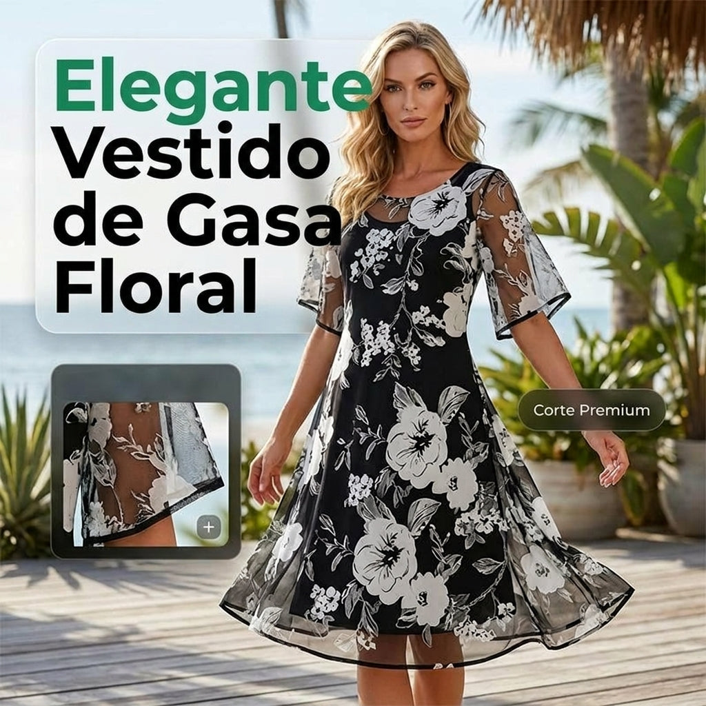 Elisa | Elegante abito in chiffon floreale