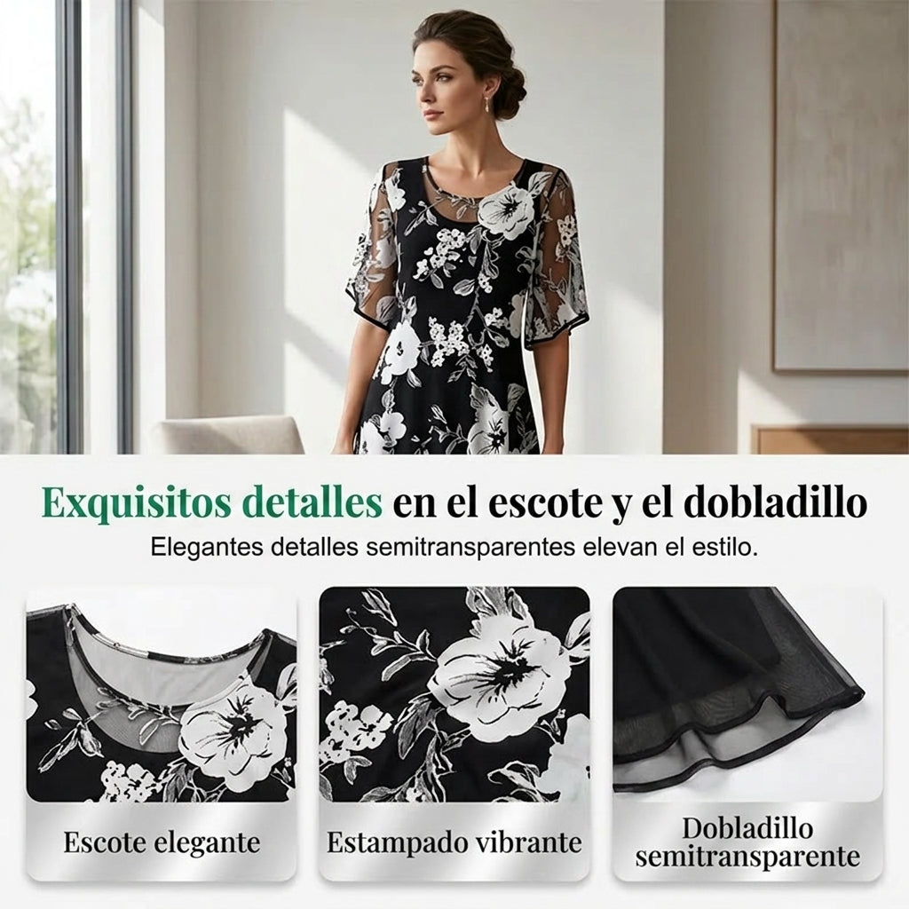Elisa | Elegante abito in chiffon floreale