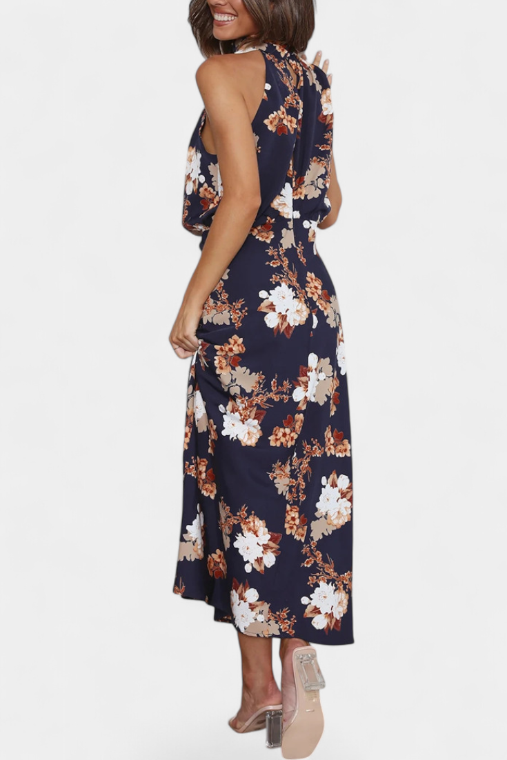 Lisa | Maxi Abito Floreale con Collo all'Americana