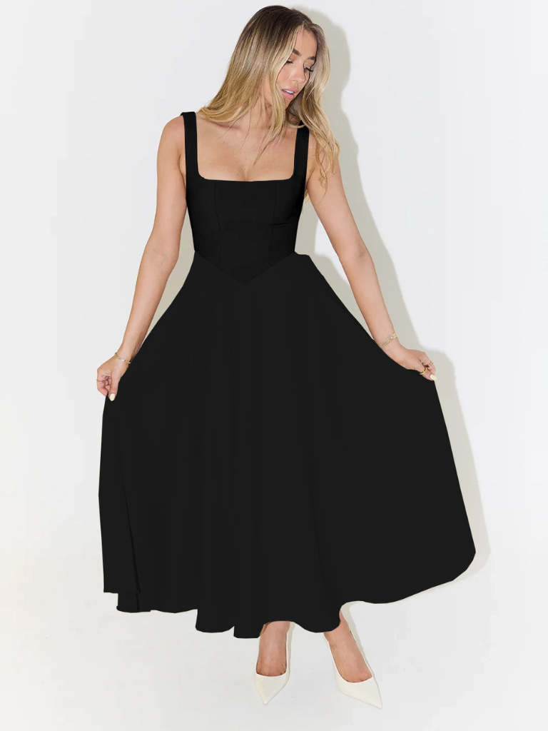 Grace | Abito midi fluido con scollo quadrato