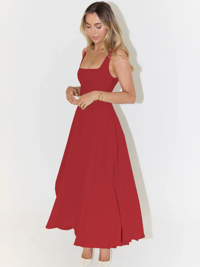 Grace | Abito midi fluido con scollo quadrato