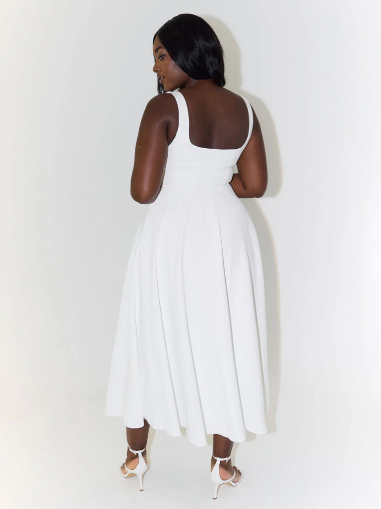 Grace | Abito midi fluido con scollo quadrato