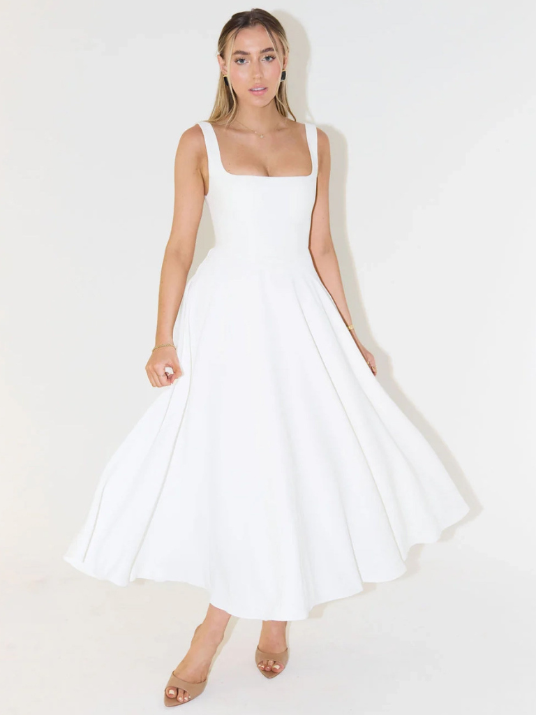 Grace | Abito midi fluido con scollo quadrato