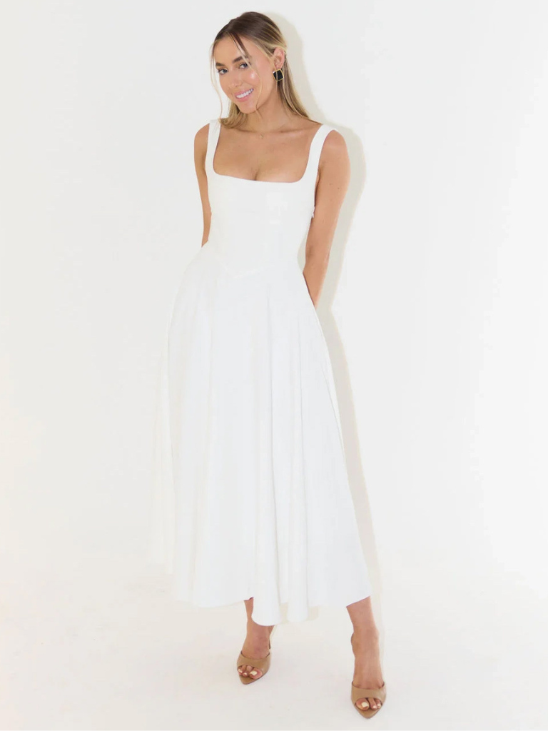 Grace | Abito midi fluido con scollo quadrato