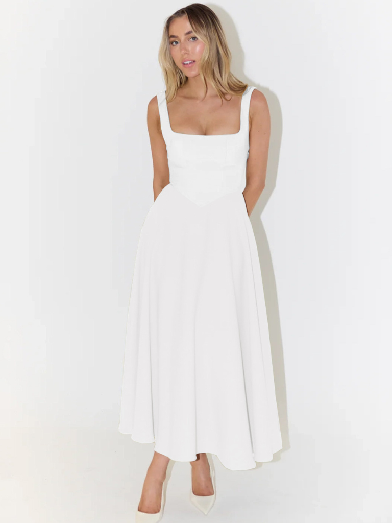 Grace | Abito midi fluido con scollo quadrato