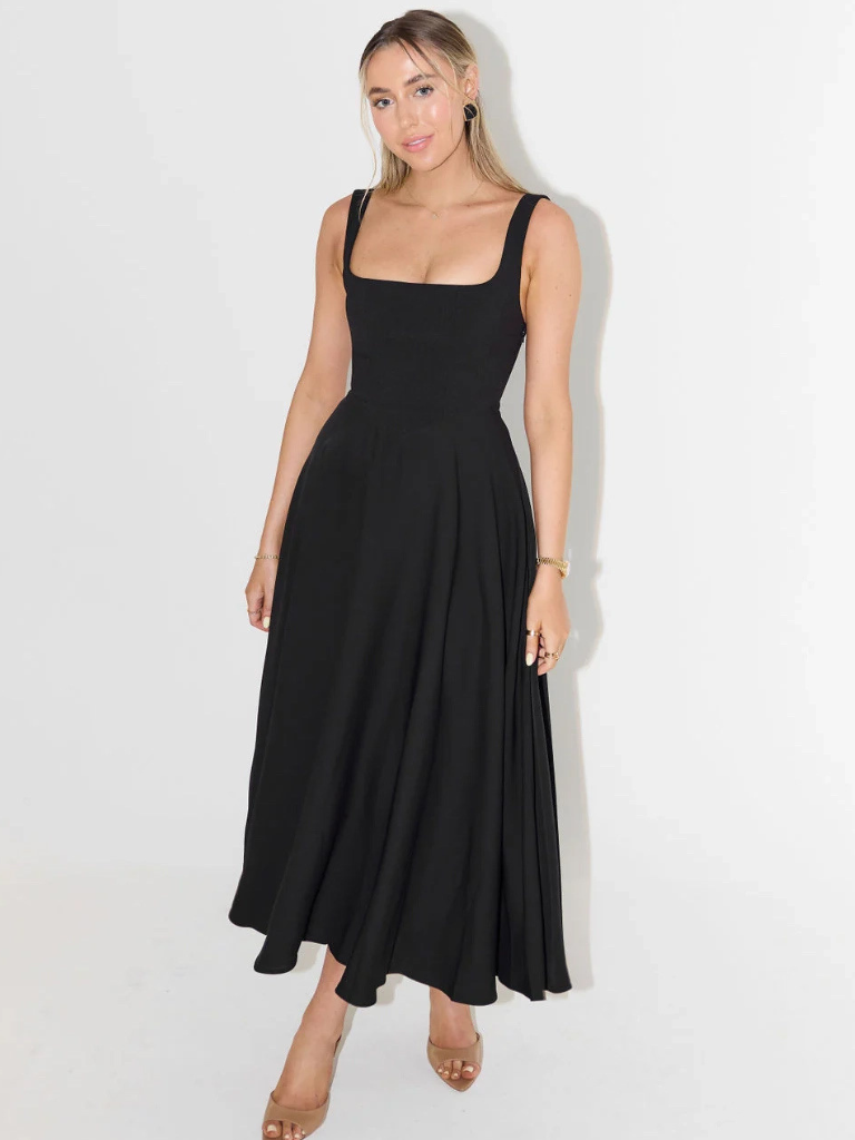 Grace | Abito midi fluido con scollo quadrato