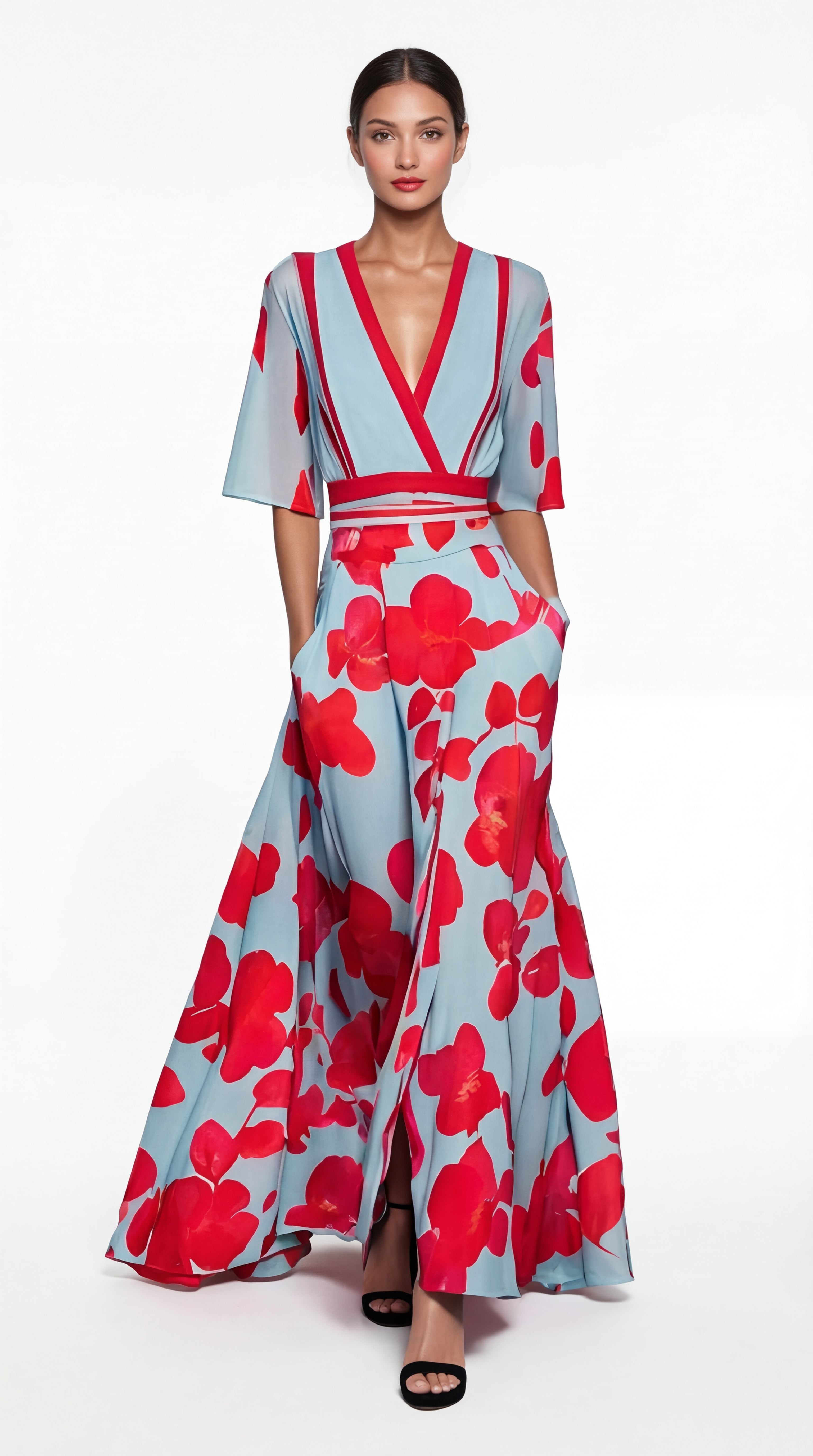 Valentina | Elegante Abito Lungo con Scollo Profondo