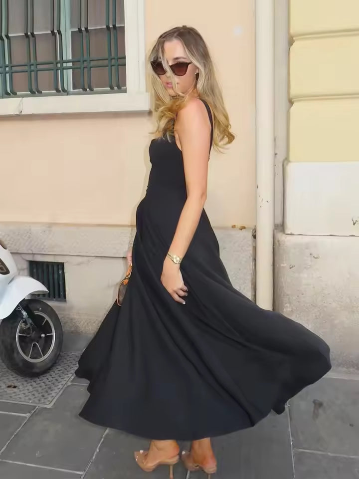 Grace | Abito midi fluido con scollo quadrato