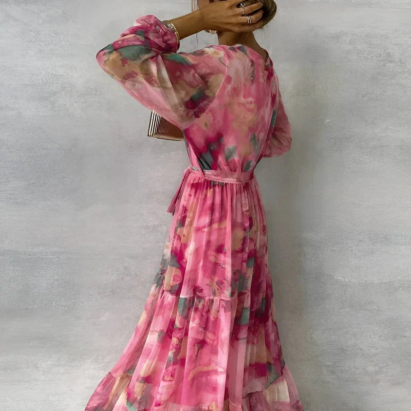 LUCIA | Langes Sommerkleid mit floralem Muster und verstellbarer Silhouette