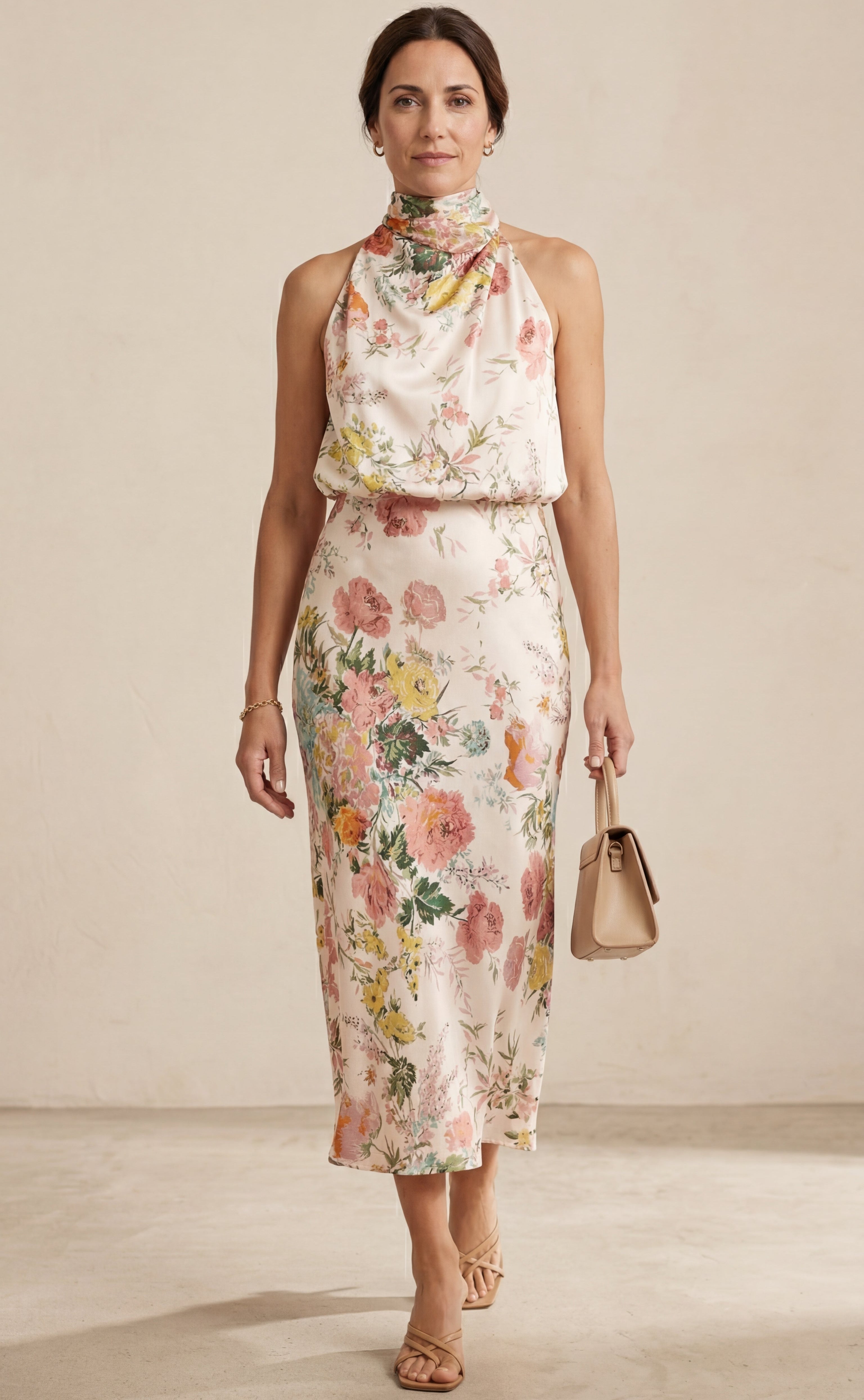 Lisa | Maxi Abito Floreale con Collo all'Americana