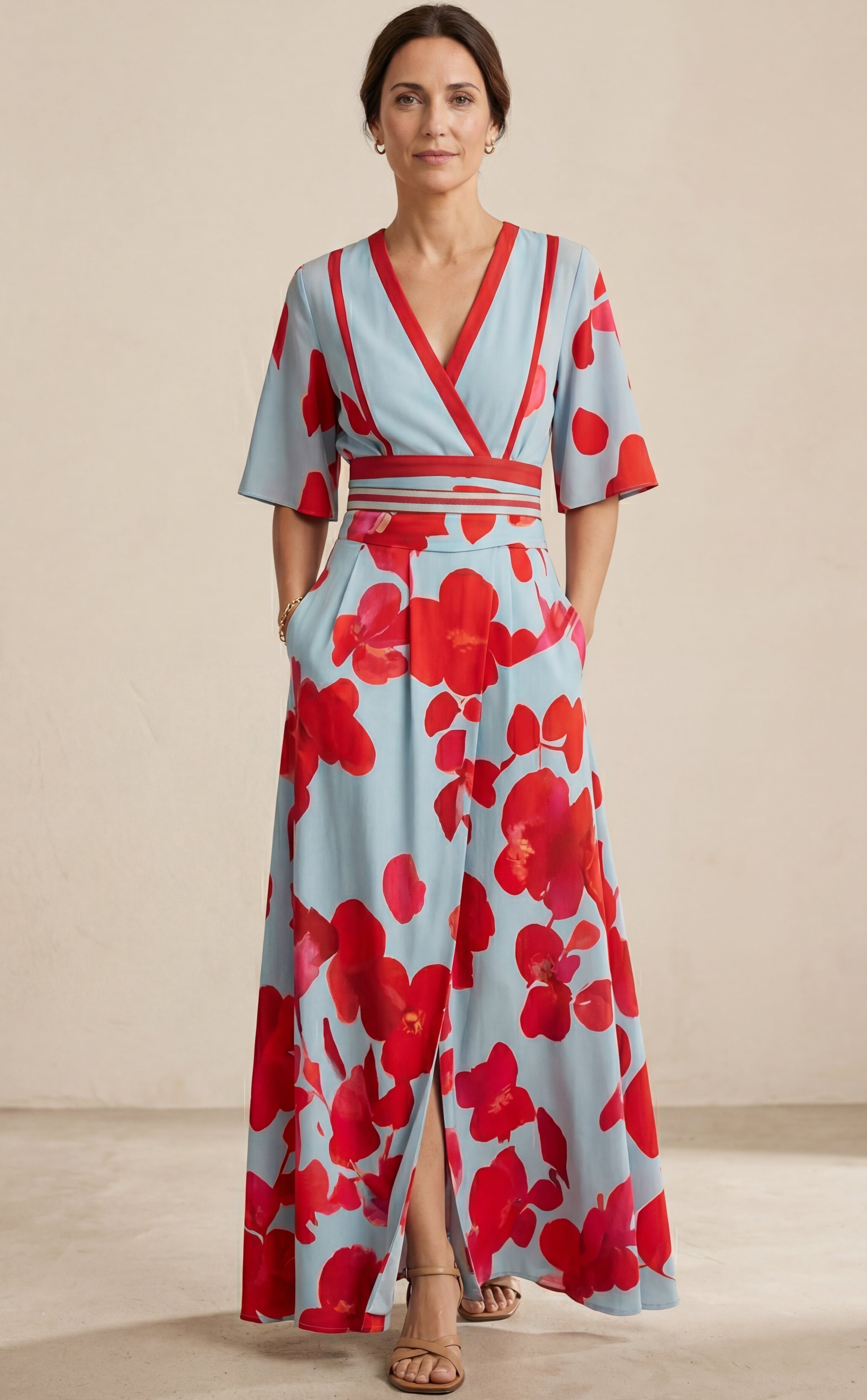 Valentina | Elegante Abito Lungo con Scollo Profondo
