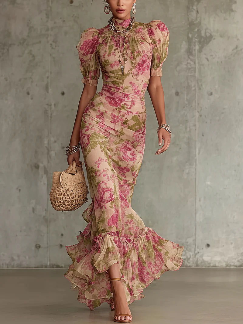 MARCO & BIANCA MILANO | ABITO MAXI VINTAGE CON MANICHE A SBUFFO DONNA