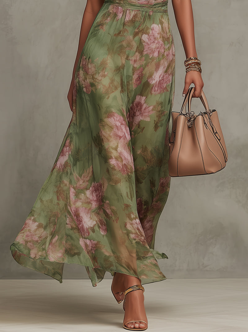 Livia™ | Elegante abito maxi halter floreale