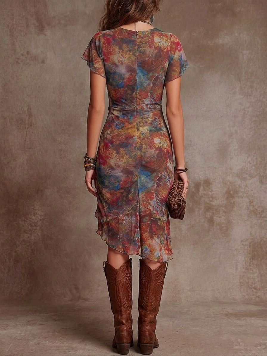 MARCO & BIANCA MILANO | ABITO MIDI PLISSETTATO STAMPA ASTRATTA DONNA
