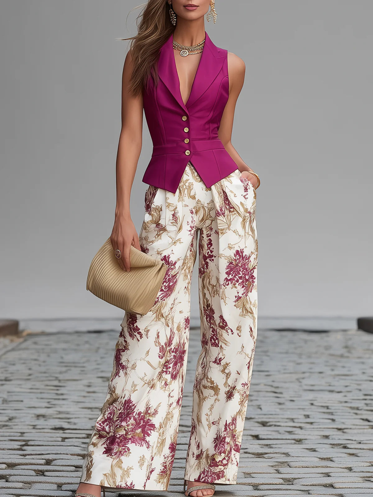 MARCO & BIANCA MILANO | COMPLETO ROSA FLOREALE DONNA