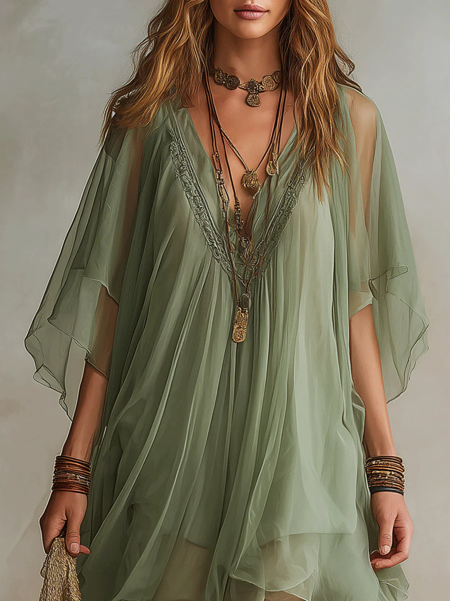 MARCO & BIANCA MILANO | ABITO MINI IN CHIFFON VERDE DONNA