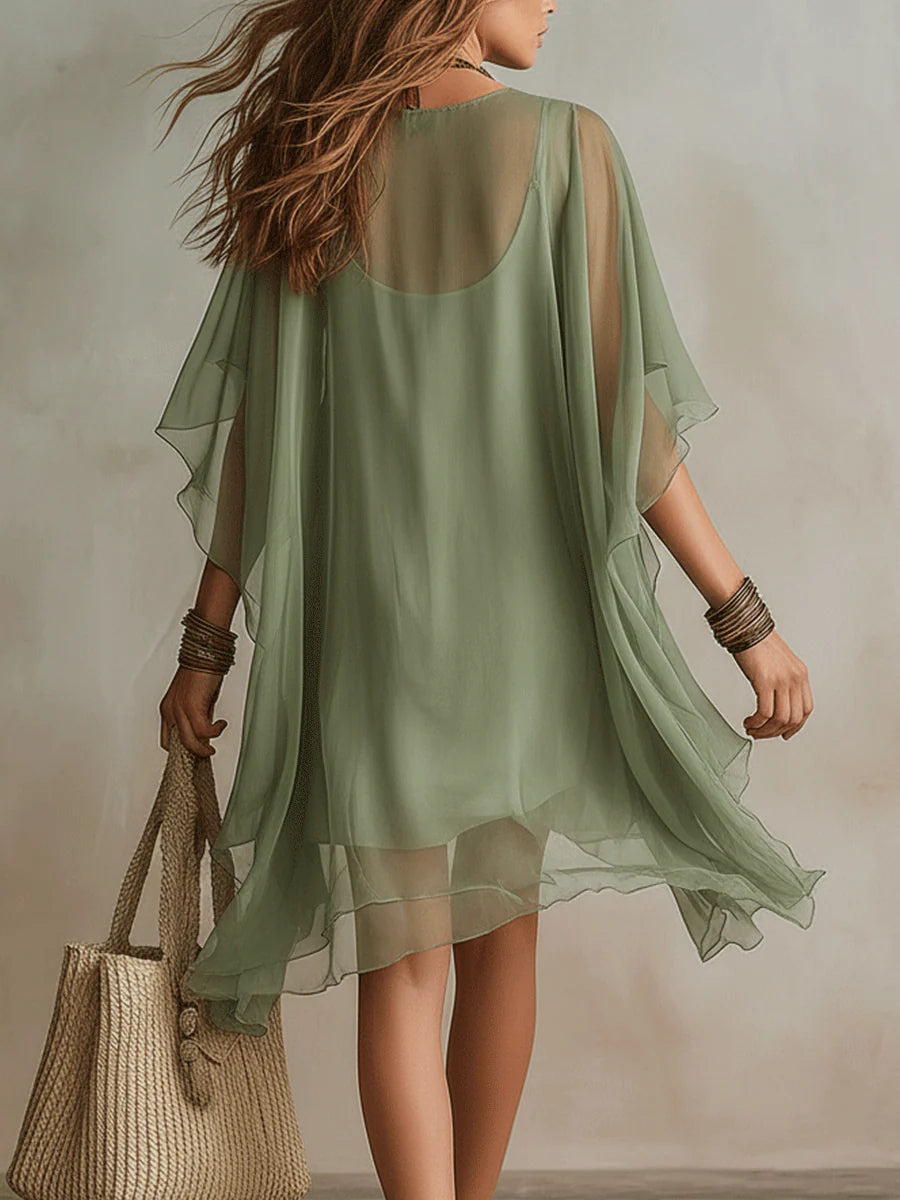MARCO & BIANCA MILANO | ABITO MINI IN CHIFFON VERDE DONNA