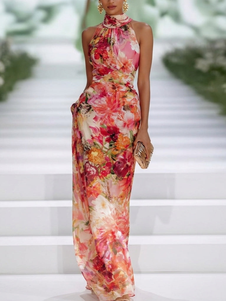 MARCO & BIANCA MILANO | ABITO MAXI IN CHIFFON ROSSO DONNA