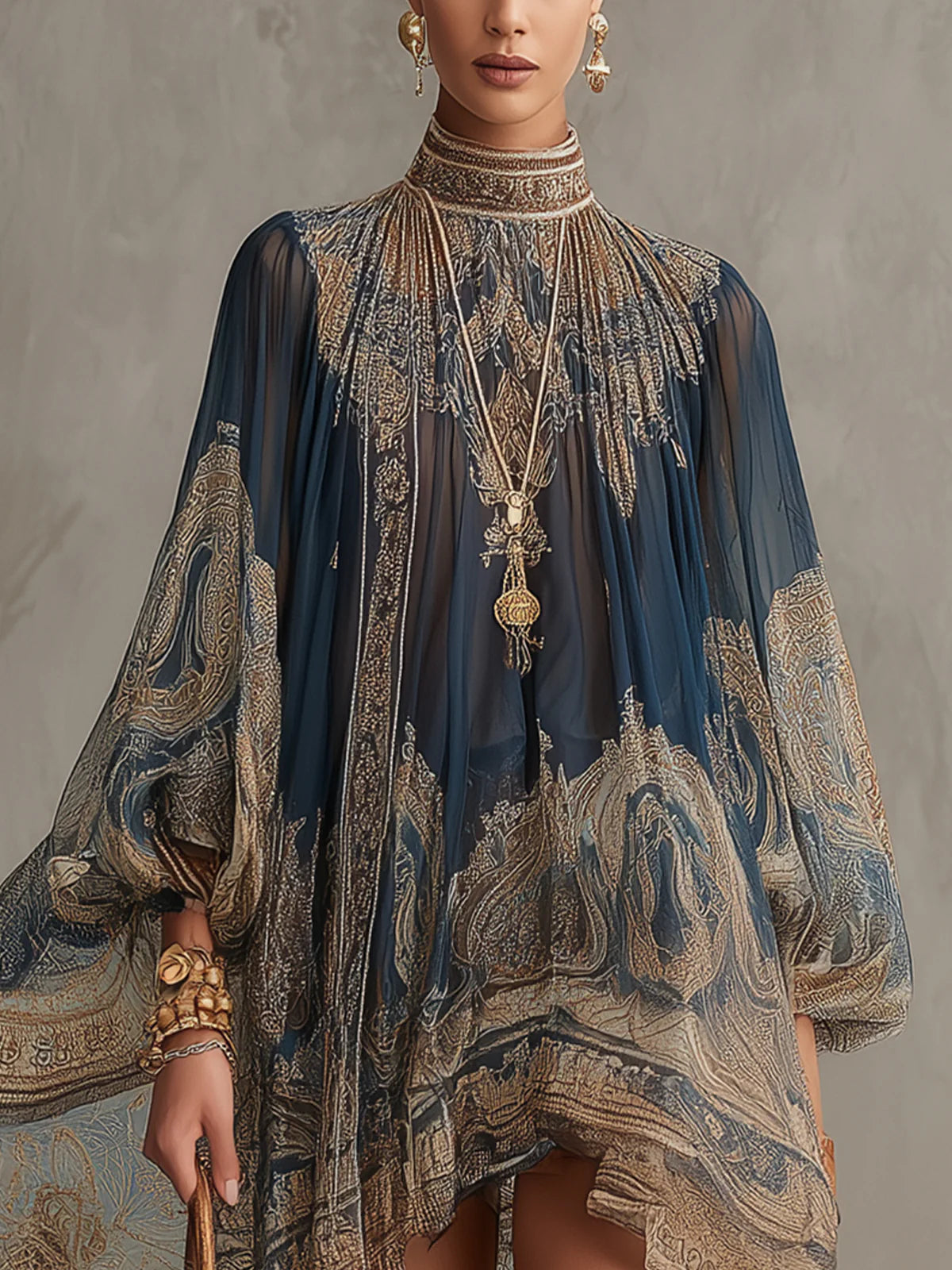 MARCO & BIANCA MILANO | ABITO MINI BLU NAVY STAMPA BAROCCA DONNA