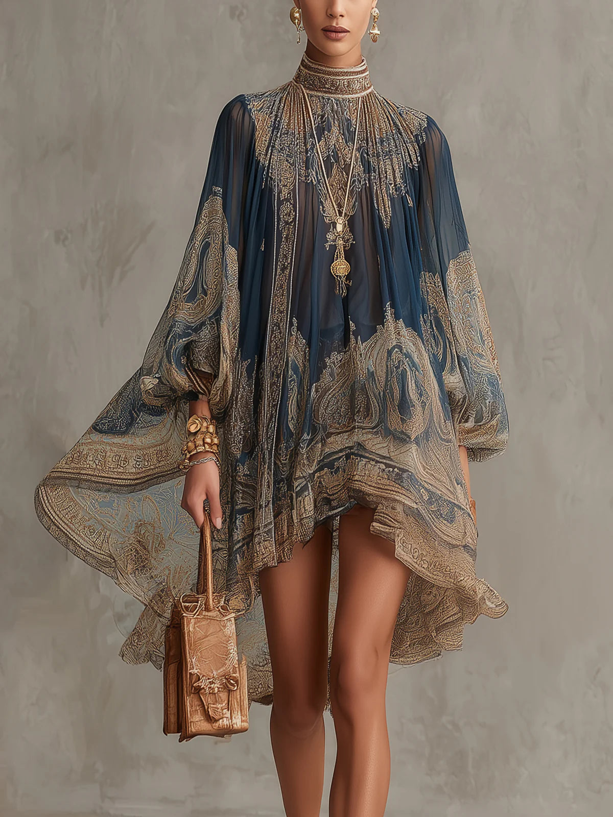MARCO & BIANCA MILANO | ABITO MINI BLU NAVY STAMPA BAROCCA DONNA