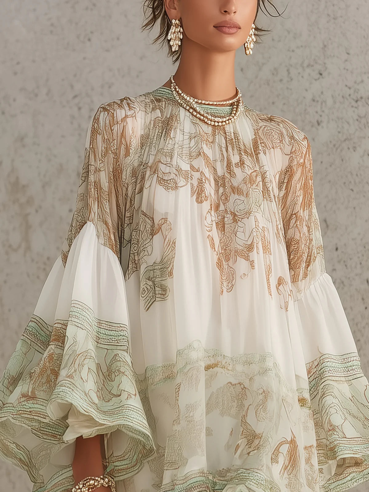 MARCO & BIANCA MILANO | ABITO MINI IN CHIFFON A RIGHE VERDE DONNA