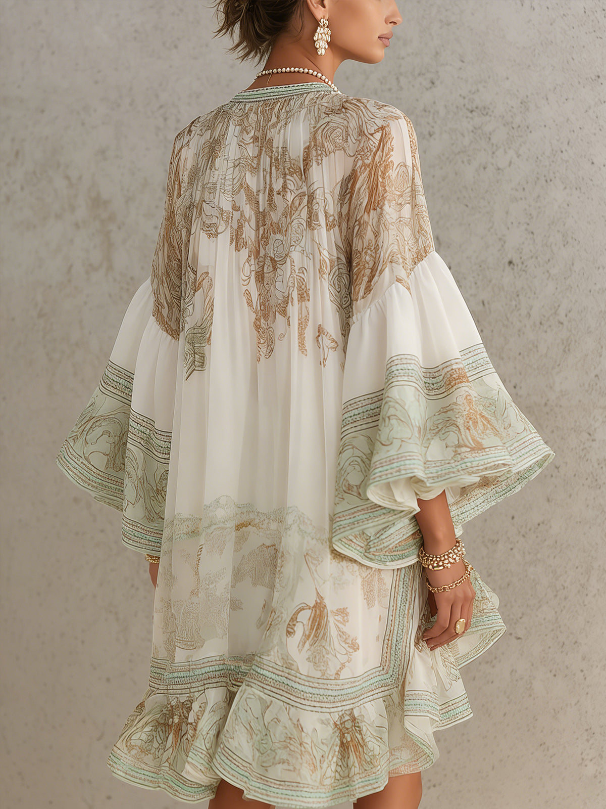 MARCO & BIANCA MILANO | ABITO MINI IN CHIFFON A RIGHE VERDE DONNA