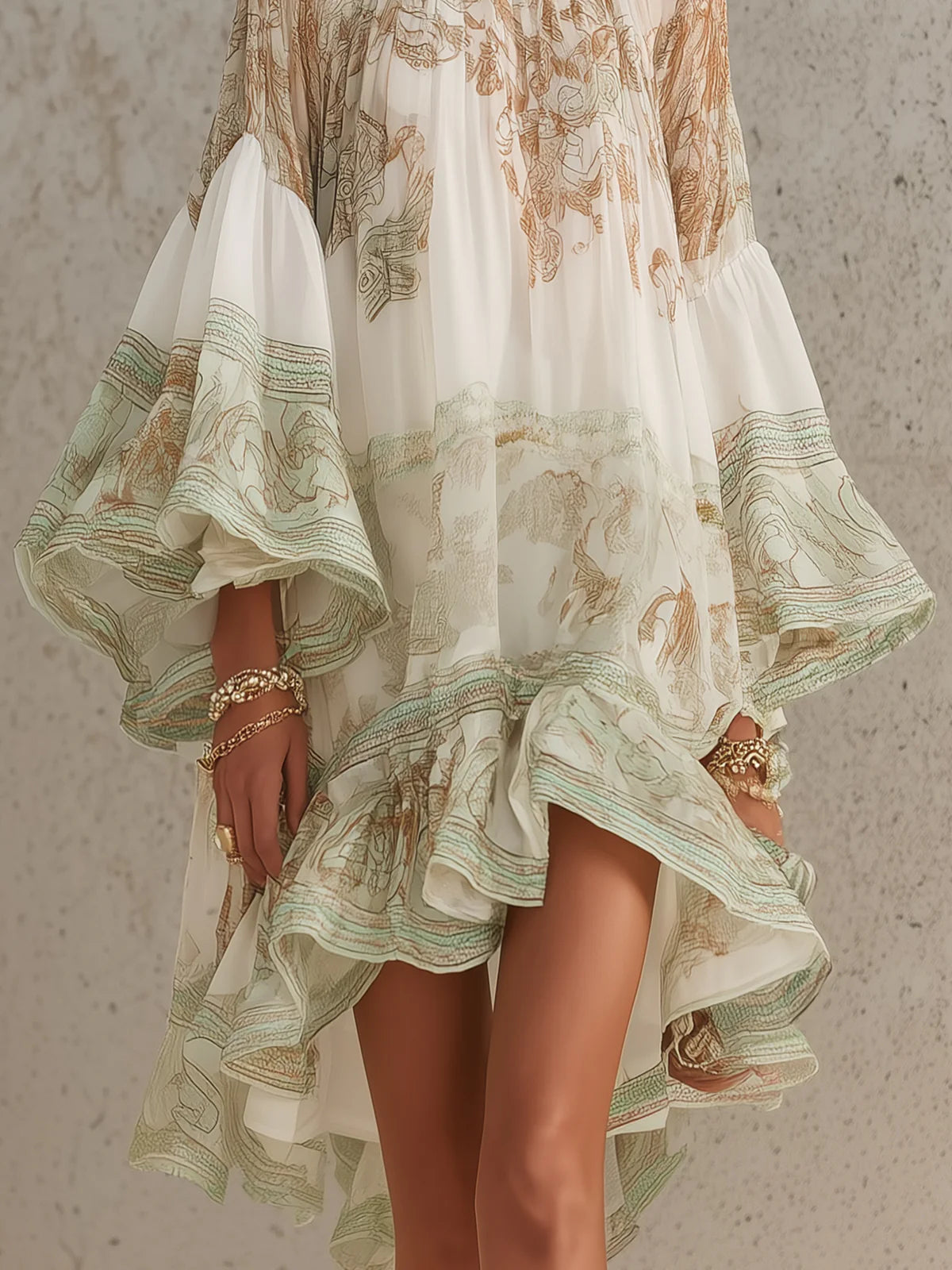 MARCO & BIANCA MILANO | ABITO MINI IN CHIFFON A RIGHE VERDE DONNA