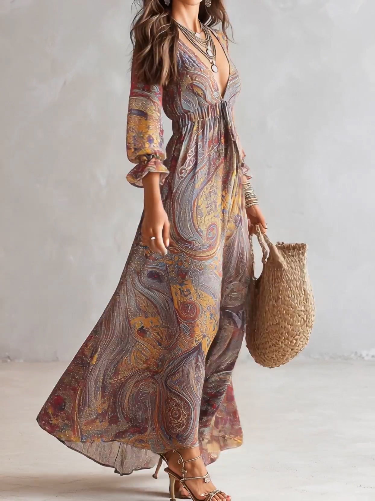 MARCO & BIANCA MILANO | ABITO MAXI IN CHIFFON PAISLEY DONNA