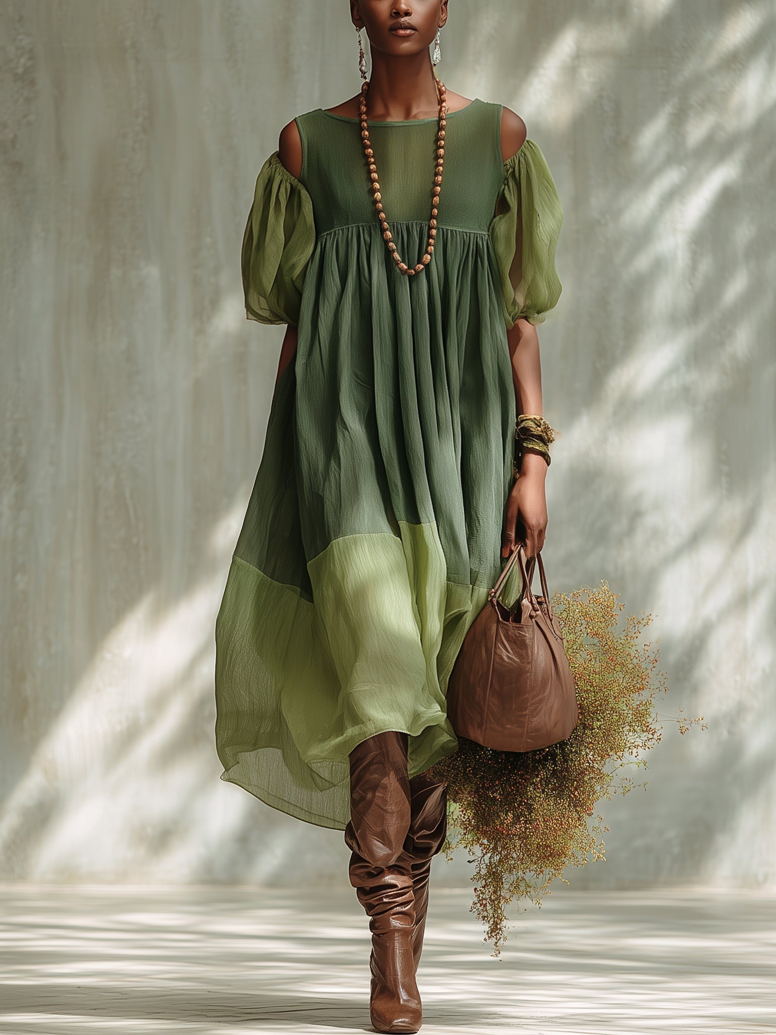 MARCO & BIANCA MILANO | ABITO MIDI IN CHIFFON VERDE DONNA