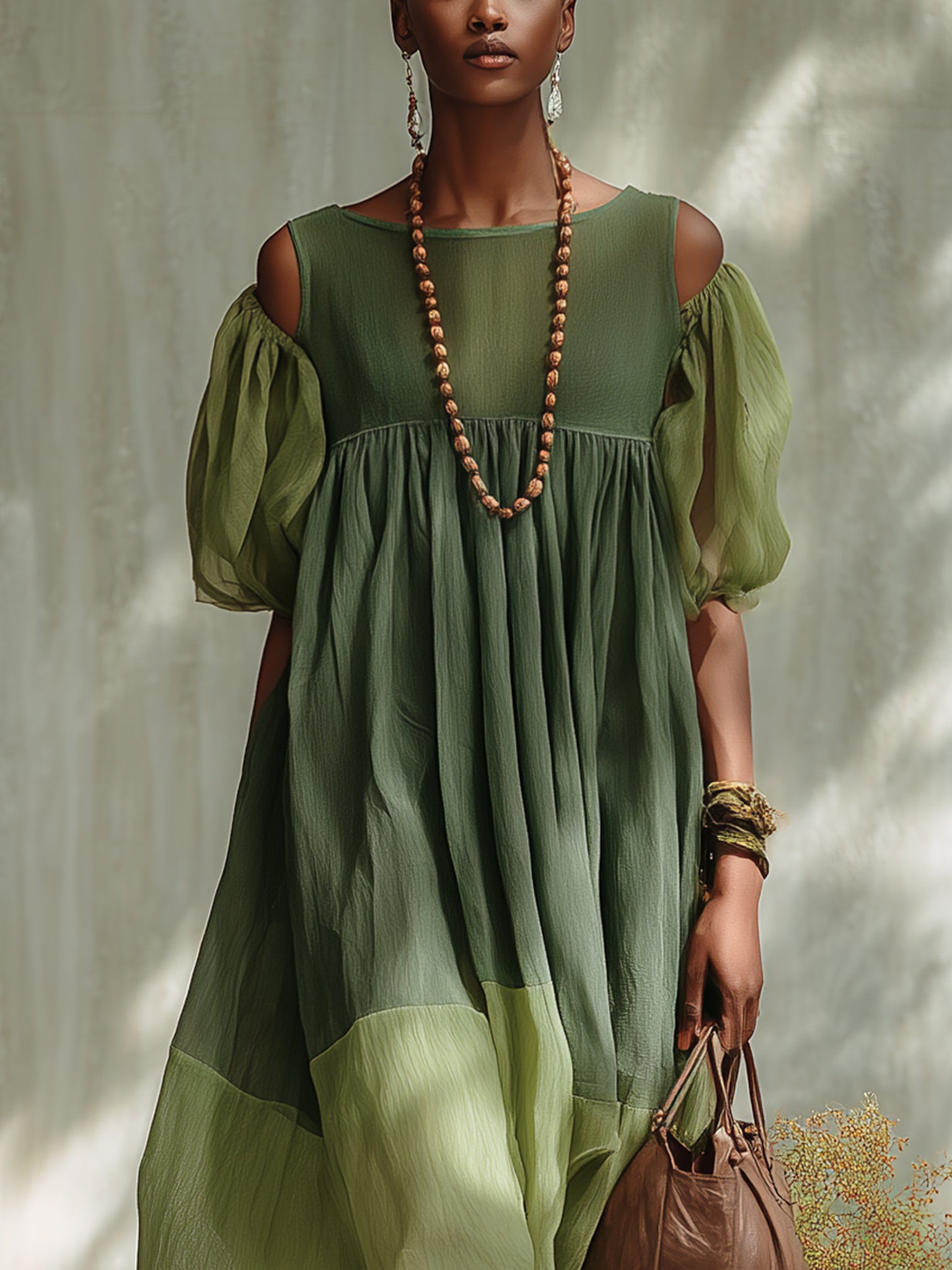 MARCO & BIANCA MILANO | ABITO MIDI IN CHIFFON VERDE DONNA