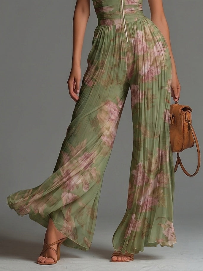 MARCO & BIANCA MILANO | TUTA IN CHIFFON VERDE FLOREALE DONNA