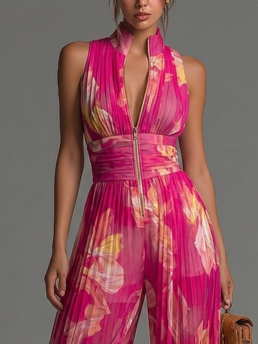 MARCO & BIANCA MILANO | TUTA FUCSIA FLOREALE PLISSETTATA DONNA