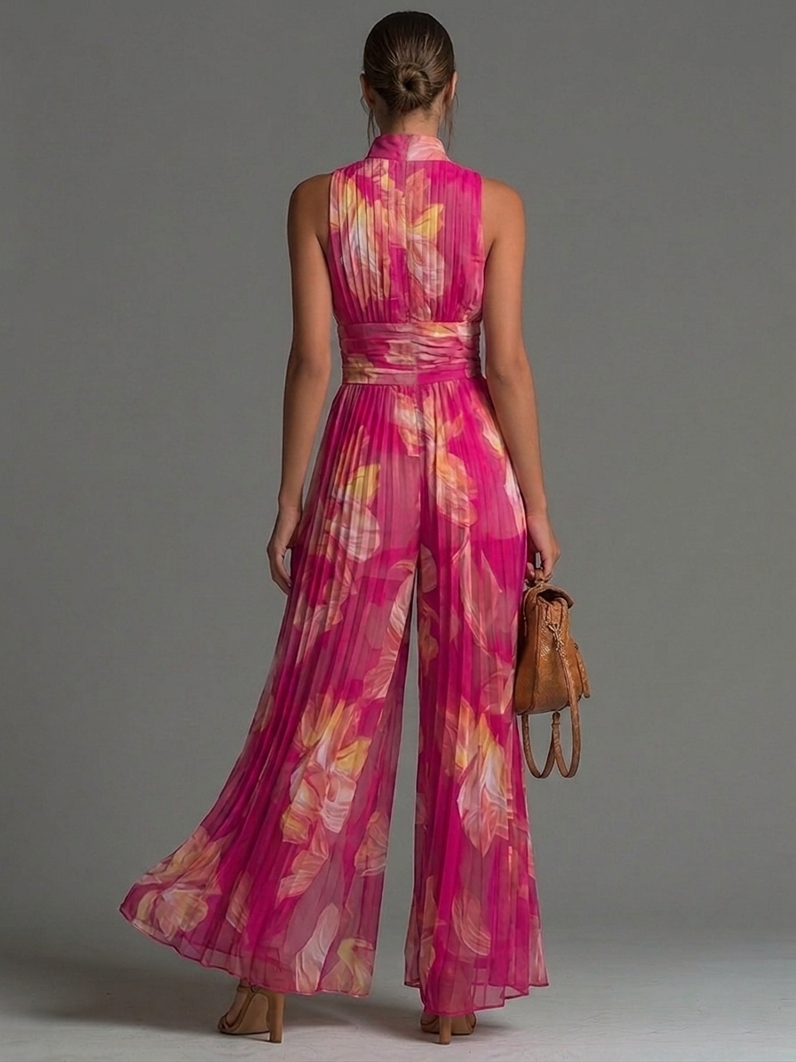 MARCO & BIANCA MILANO | TUTA FUCSIA FLOREALE PLISSETTATA DONNA