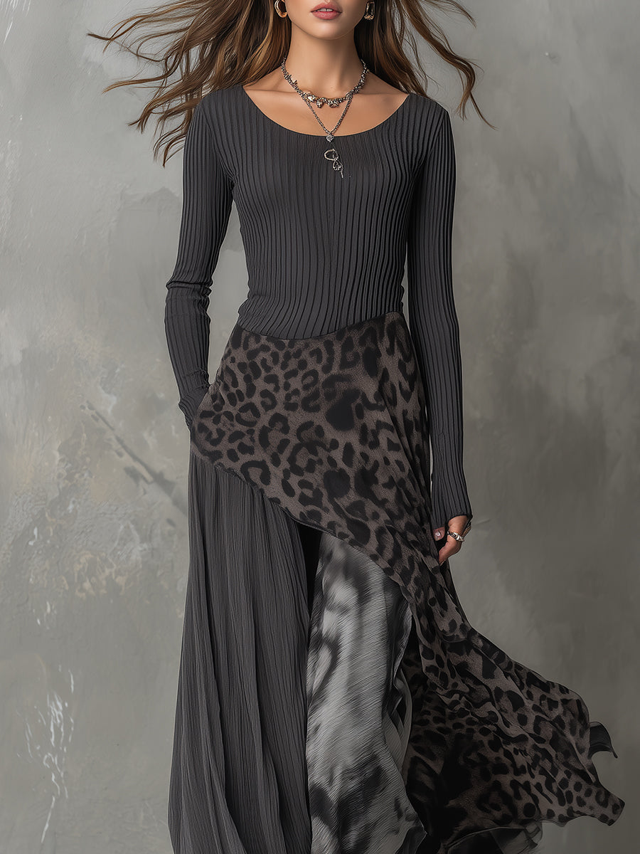 Bárbara | Abito maxi bohémien con stampa animalier