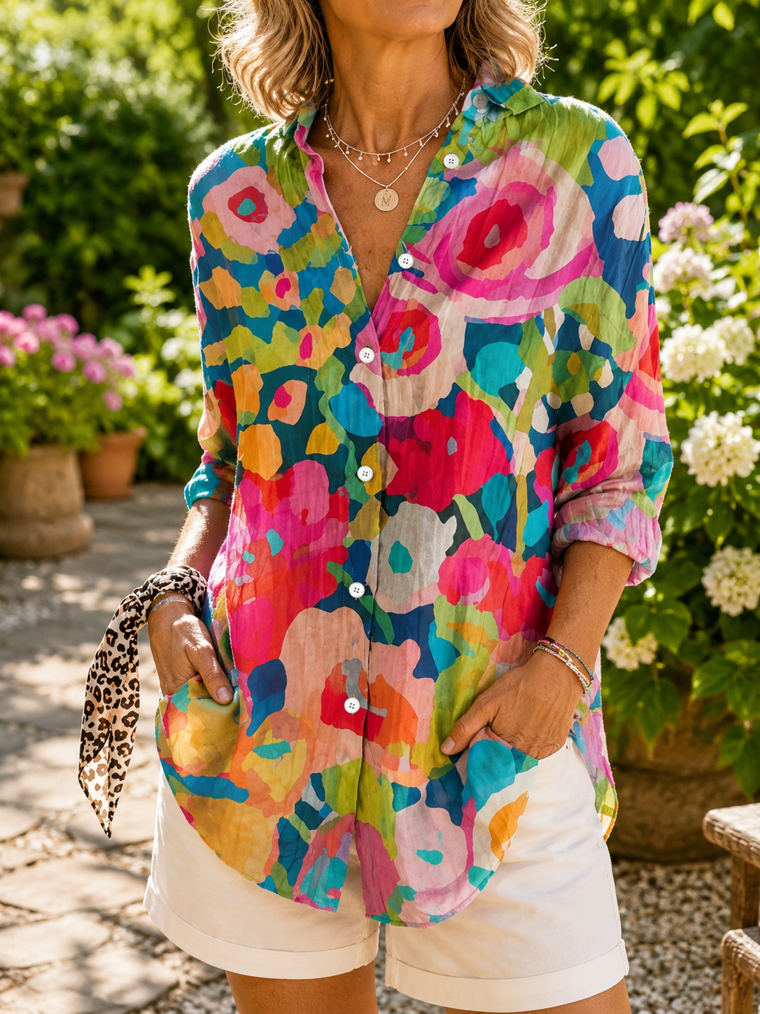 MARCO & BIANCA MILANO | BLUSA ARTISTICA VIBRANTE CON ABBOTTONATURA DONNA