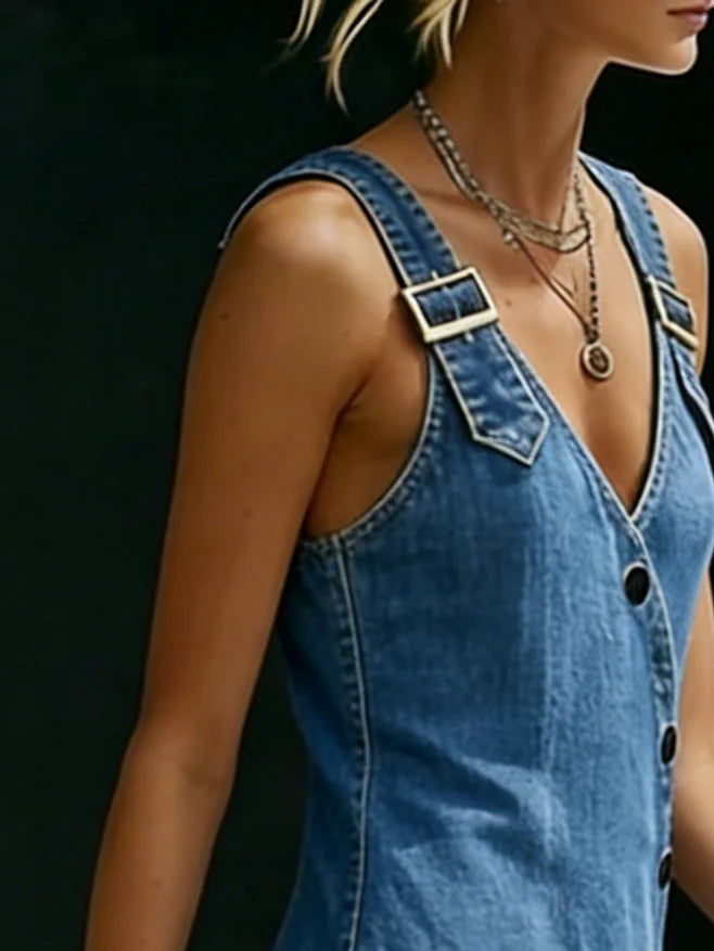MARCO & BIANCA MILANO | VERA ABITO LUNGO IN DENIM CON BOTTONI DONNA