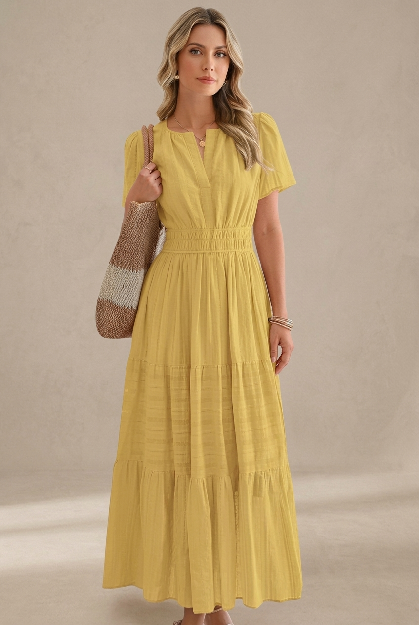Emma | Abito maxi con vita arricciata