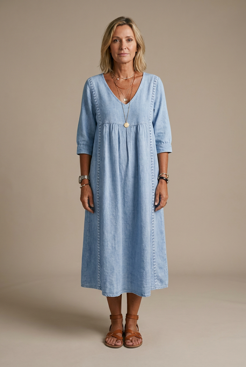 Alba | Abito maxi con stampa floreale artistica e cotone premium