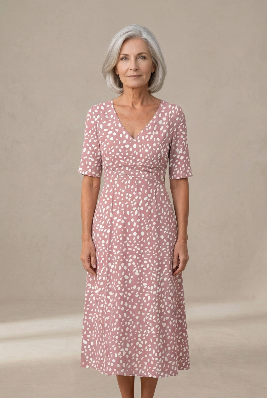 Colette | Abito midi fluido a pois con effetto modellante